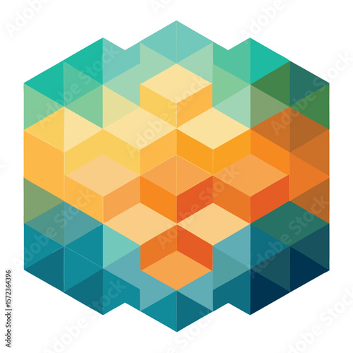 Geometric abstract hexagon shape with modern colors featuring smooth transitions for creative designs