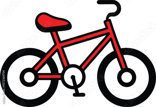 Red and black bicycle isolated on white background