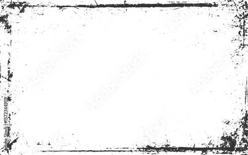 Grungy distressed black border with white background and scattered speckles grunge