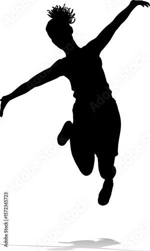 Happy Woman Jumping For Joy...