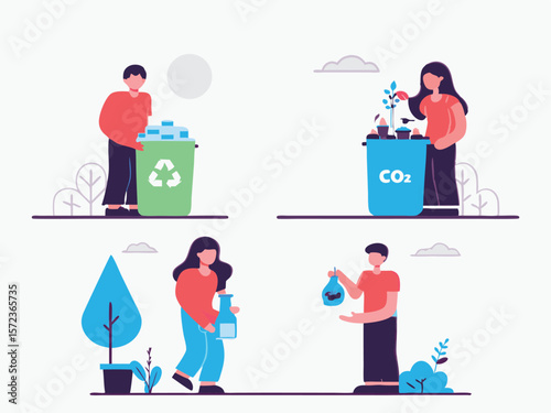 Protecting the environment recycling and reducing co2 emissions sustainable practices
