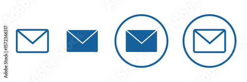 A illustration of a black envelope icon on a white background. E mail icon set.  eps 10 