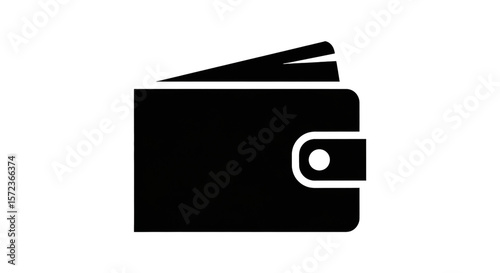 Simple black outline icon of a bifold wallet with cards peeking out isolated on transparent background