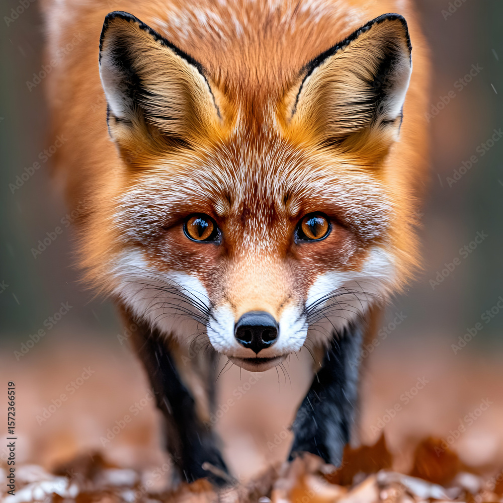 Fototapeta premium Red Fox Wildlife Photo: Intense Gaze