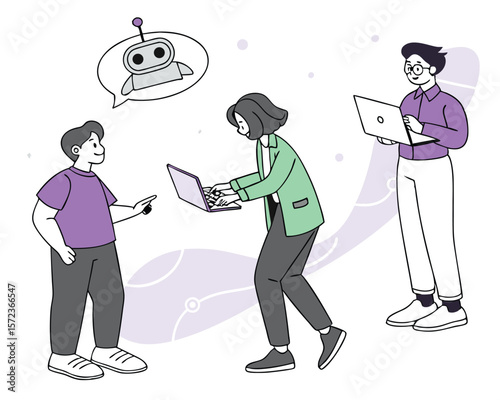 Team of developers collaborating on a modern artificial intelligence project