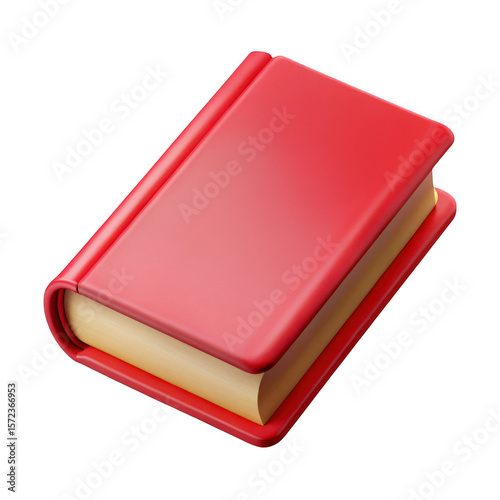 3d red hardcover book isolated on transparent background