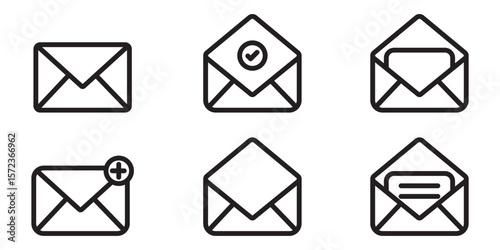 Mail thin line icon set. email, E-mail, and envelope icon vector illustration 