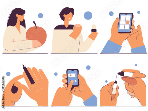 Vector illustration of lifestyle elements for healthcare, wellness, and patient care