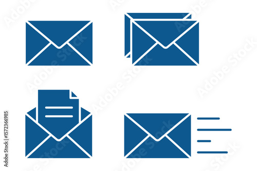 Mail thin line icon set. email, E-mail, and envelope icon vector illustration 