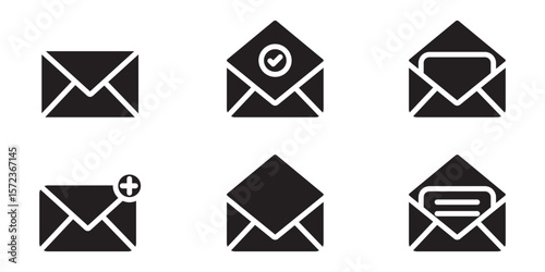 Mail thin line icon set. email, E-mail, and envelope icon vector illustration 
