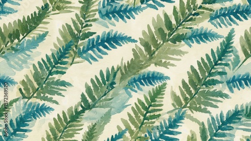 seamless watercolor pattern with fern