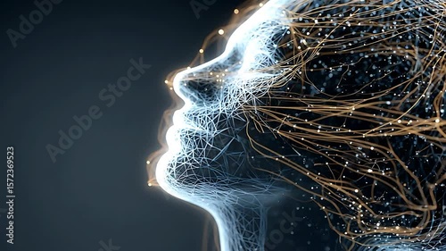Abstract Digital Portrait: Network of Light and Thought