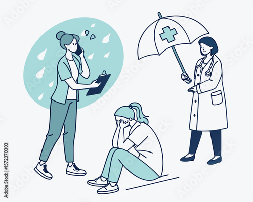 Medical professionals offer support and comfort to a patient in distress