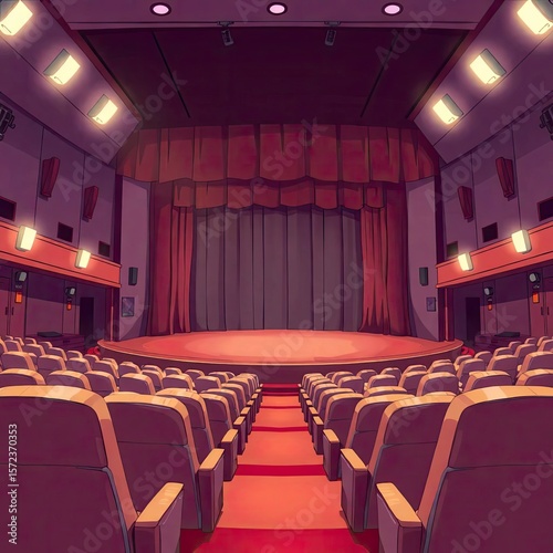 Digital sketch, painterly style, iridescent colors, soft light. Theater interior stage, with generative ai