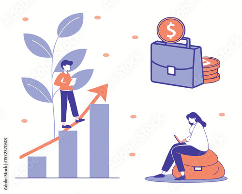 Modern flat illustration depicting financial growth investment planning and business concepts