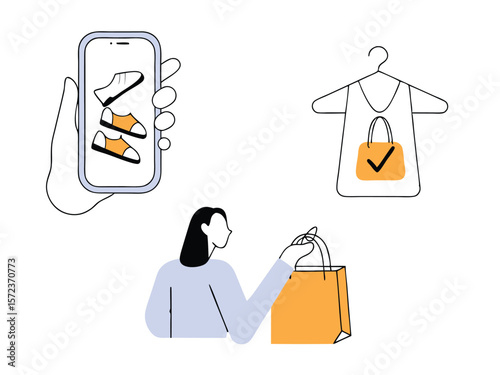 Online shopping and purchases concept represented with illustration style