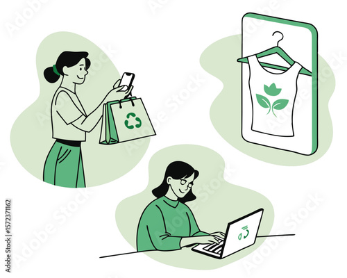 Sustainable eco friendly shopping online with apparel and recycled shopping bags