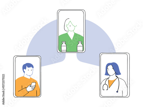 Telemedicine concept illustrating online doctor consultation and medical interaction