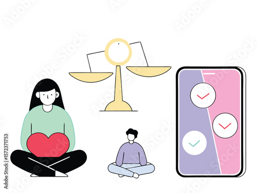 Vector illustration of people and elements on a white background with transparency