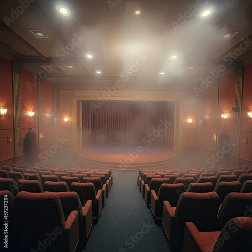 Digital sketch, painterly style, iridescent colors, soft light. Theater interior stage, with generative ai