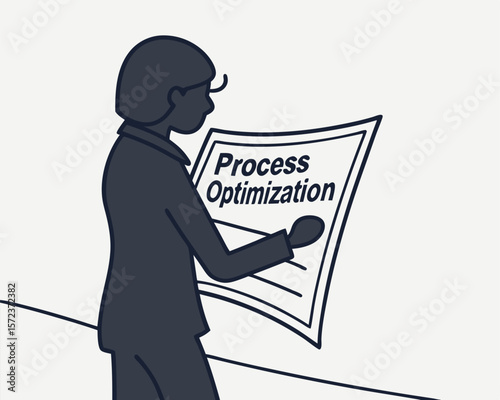 Business professional reviewing process optimization document representing efficiency and improvement