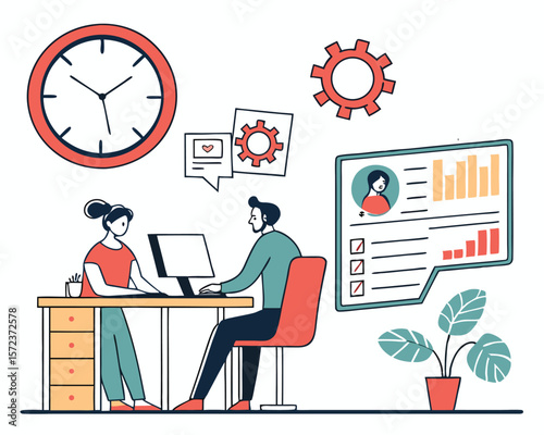 Business team working together on a project with data analysis and project management concept