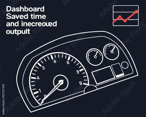 Minimalist dashboard silhouette indicating time savings and increased performance output concept.