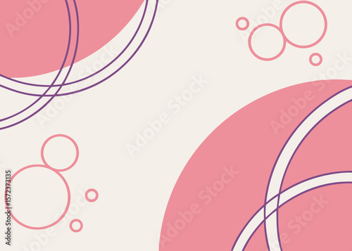 Abstract Pink and Purple Geometric Shapes on Cream Background