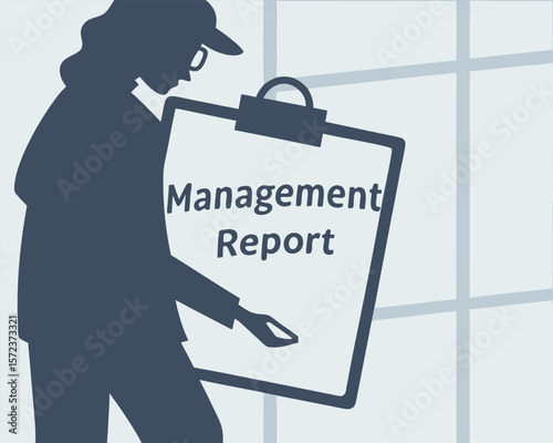 Silhouette holding a management report presentation suitable for business and office applications