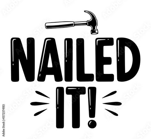funny nailed it quote with hammer illustration