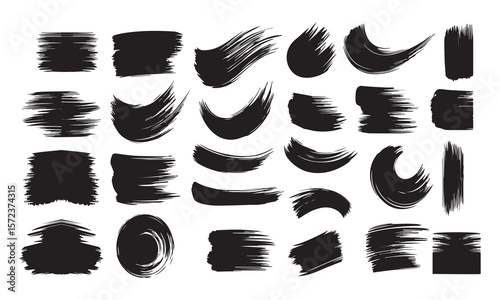 Black vector silhouette set of tribal animal tattoo design with grunge paint strokes