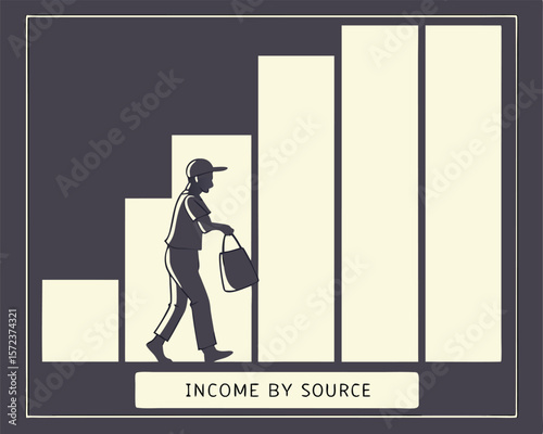 Income by source illustration depicting revenue growth and financial progression abstract concept.