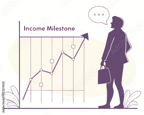 Income milestone chart depicting financial growth and business success illustration
