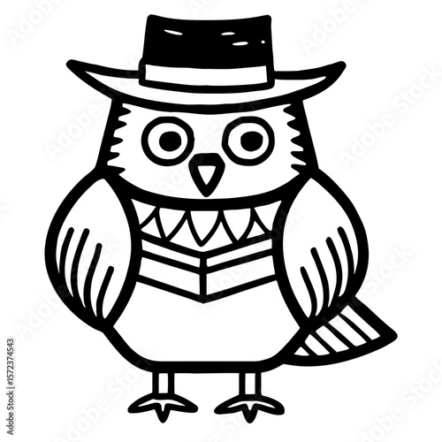 owl with hat and glasses