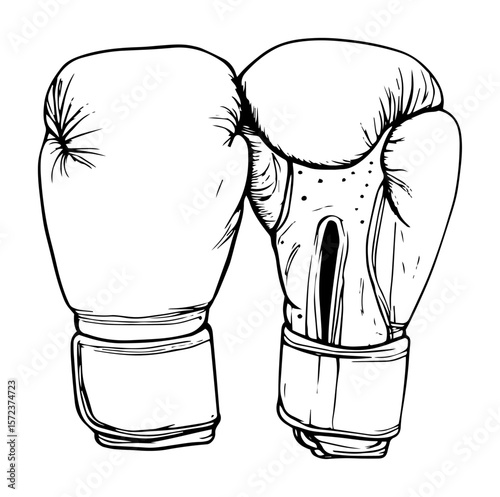 boxing gloves pair line art illustration