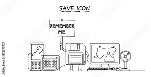 save icon floppy disk retro technology cartoon character