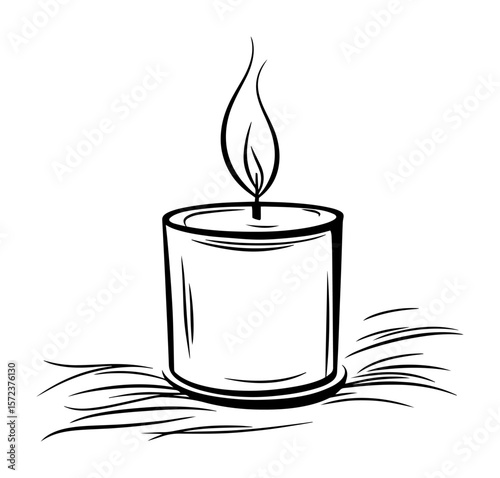 minimalist candle flame sketch illustration