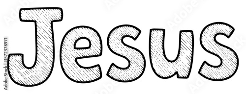 jesus name hand drawn typography sketch vector