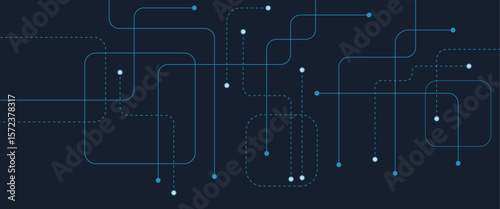Abstract digital AI circuit board background with tech icons. Digital technology motherboard texture design. Engineering circuit board concept for poster, header, banner, website, presentation