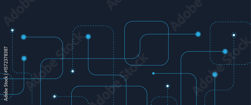 Abstract digital AI circuit board background with tech icons. Digital technology motherboard texture design. Engineering circuit board concept for poster, header, banner, website, presentation