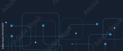 Abstract digital AI circuit board background with tech icons. Digital technology motherboard texture design. Engineering circuit board concept for poster, header, banner, website, presentation
