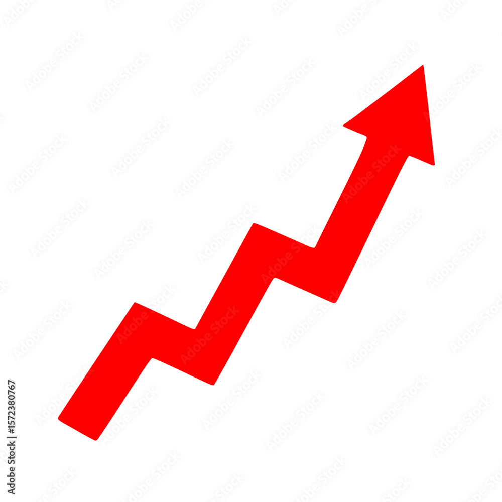 Red upward trend graph against a white background Red upward trend graph against a white background