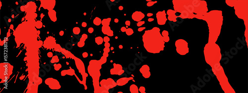 Bloody paint splatter texture. Grunge red paint drops, sprays, and stains.