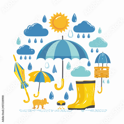 Beach and Weather Vector Icon Set for Summer and Vacation Design