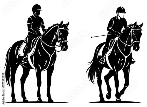 Equestrian Sport Riders – Vector Silhouette Art