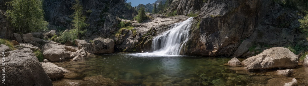 Fototapeta premium Waterfall adventure in nature hdr scenic view 360 degrees hdri