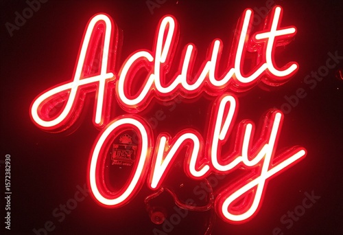 18+ Adult Only red Neon Glowing text