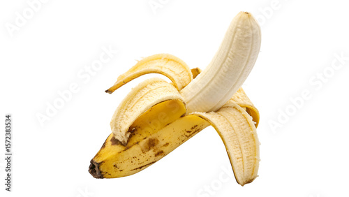 Принти на полотні half peeled banana isolated on transparent background