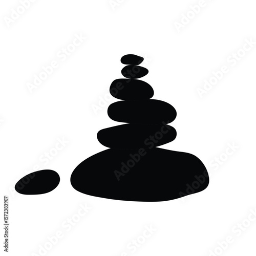 Rock balancing. black abstract rock tower. balance made of stones. wall design shape. pebble stone. vector Illustration
