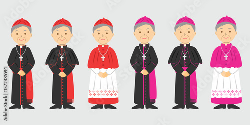 Catholic cardinal and bishop uniform cartoon vector